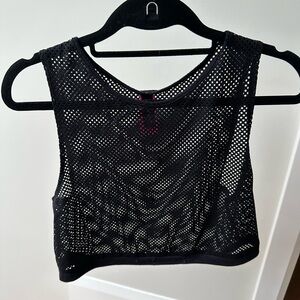 Black Mesh Crop Top